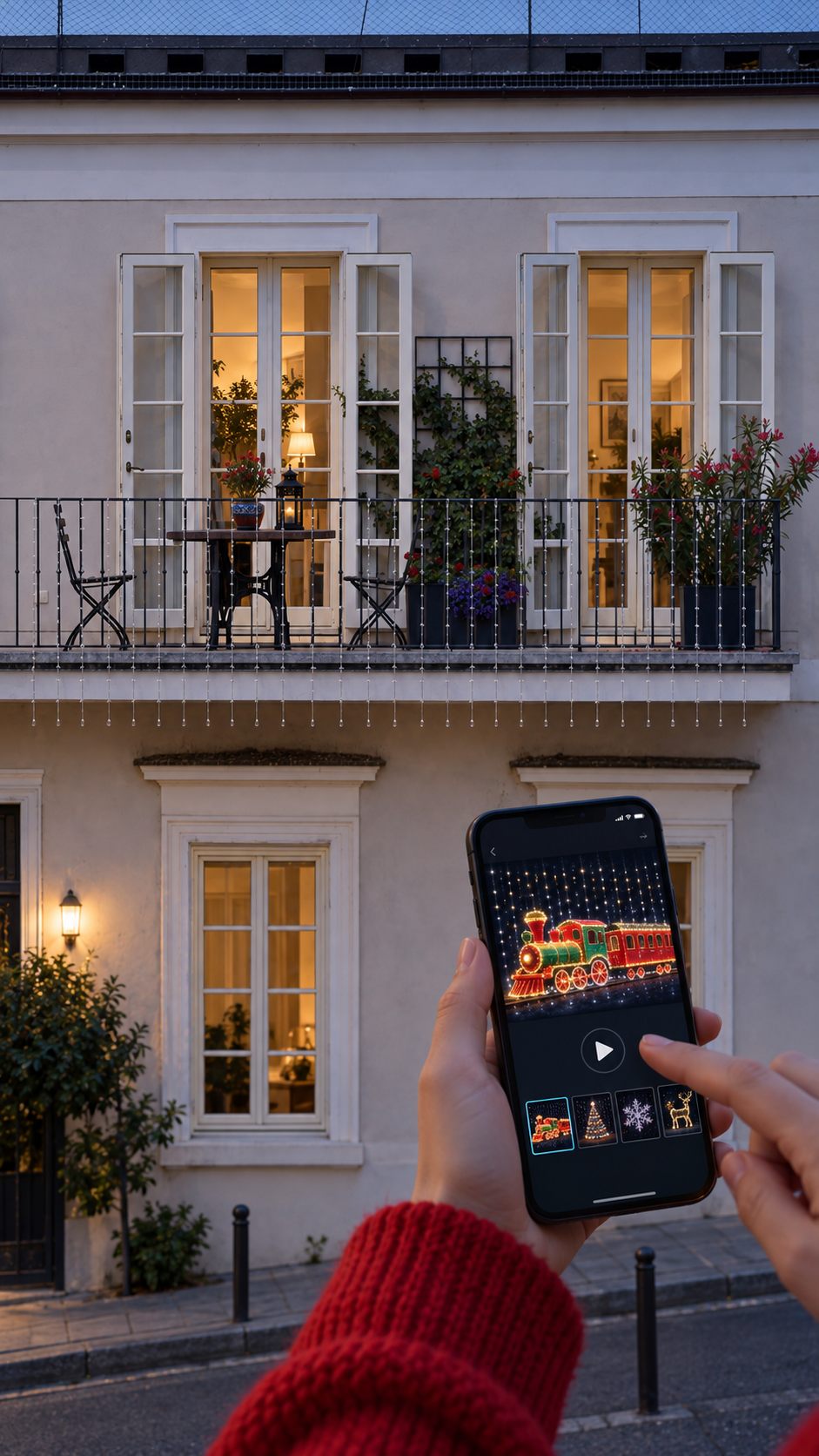Choosing a pixel train animation in the app while the balcony display updates